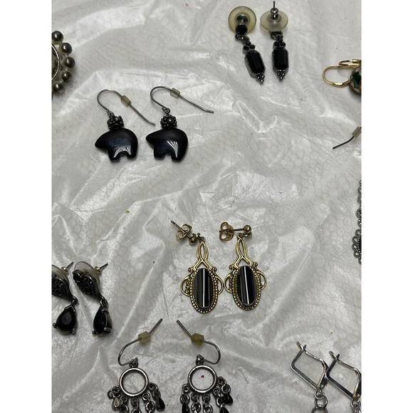 Vintage Costume Earring Lot 12 Pairs, Sterling Silver - Picture 4 of 7